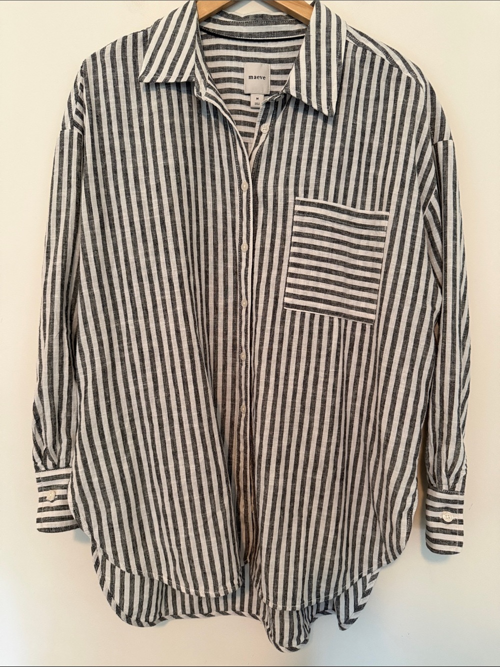 Anthropologie Maeve NWOT Stripe Linen Bennet Shirt